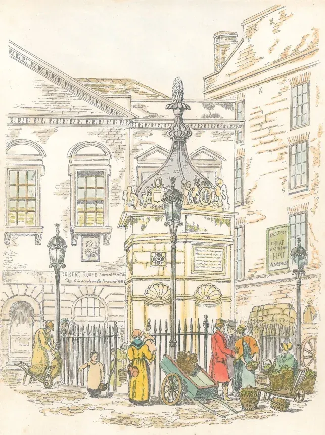 Hobson's Conduit at Market Hill, Cambridge, in 1838