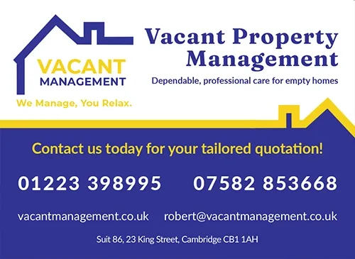 Vacant Property Management advert offering care for empty homes